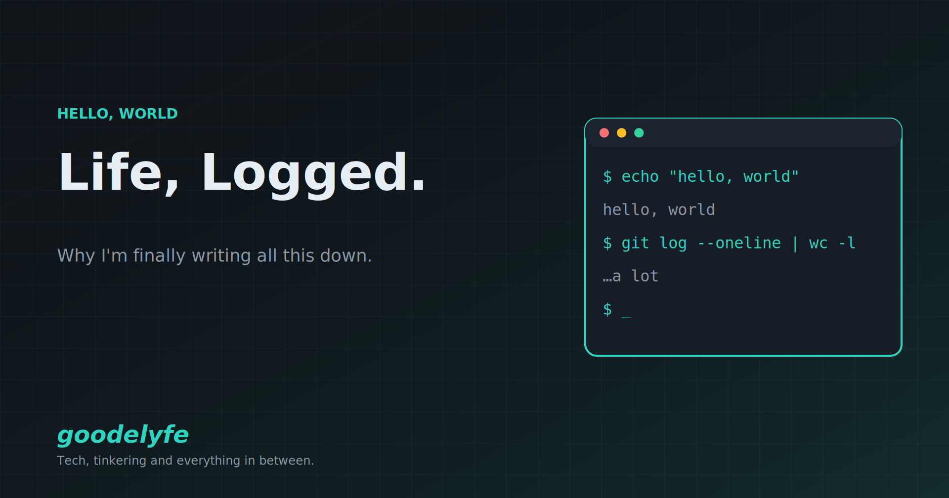 Hello, World: Life, Logged