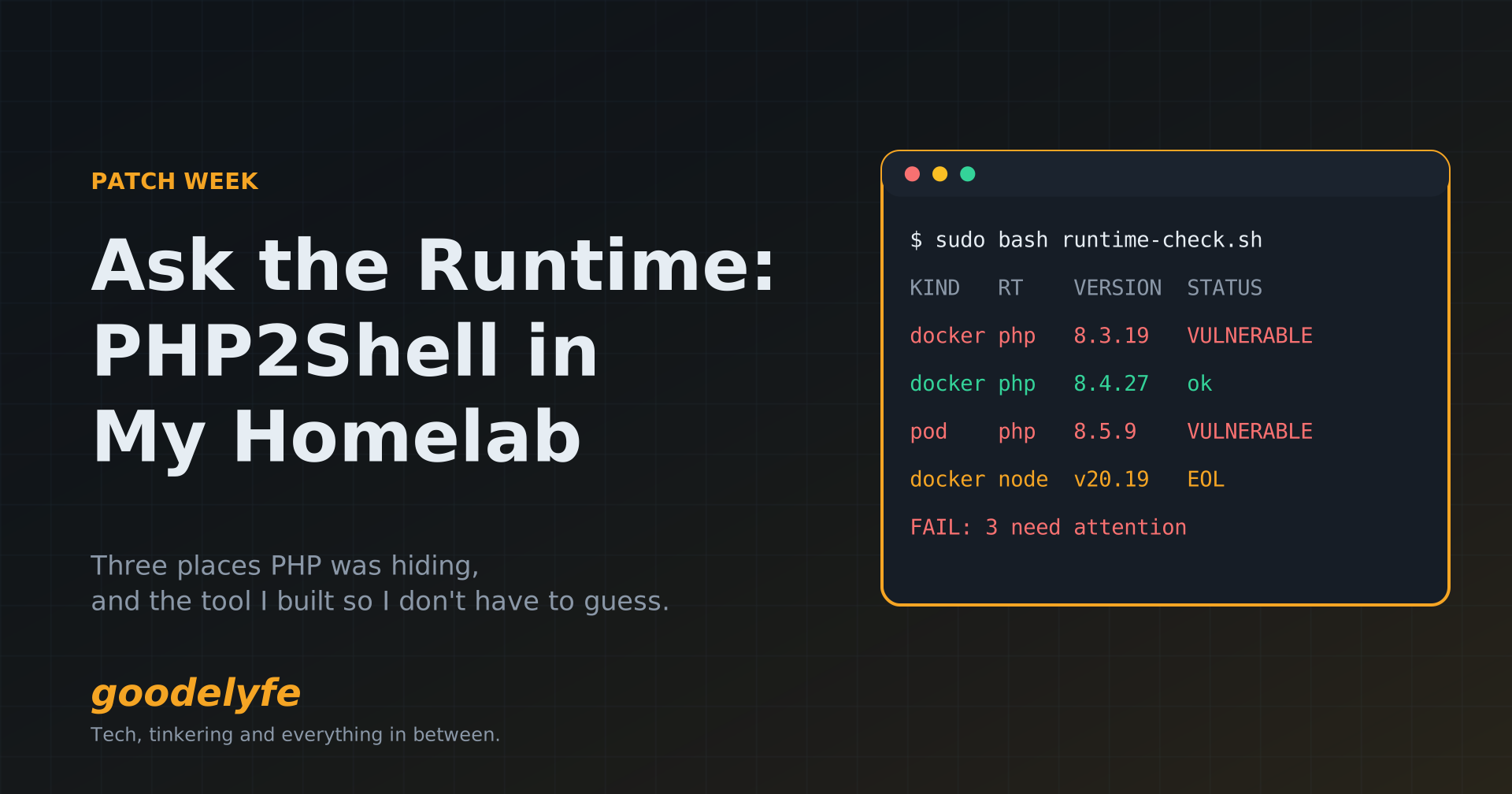 Ask the Runtime: PHP2Shell in My Homelab